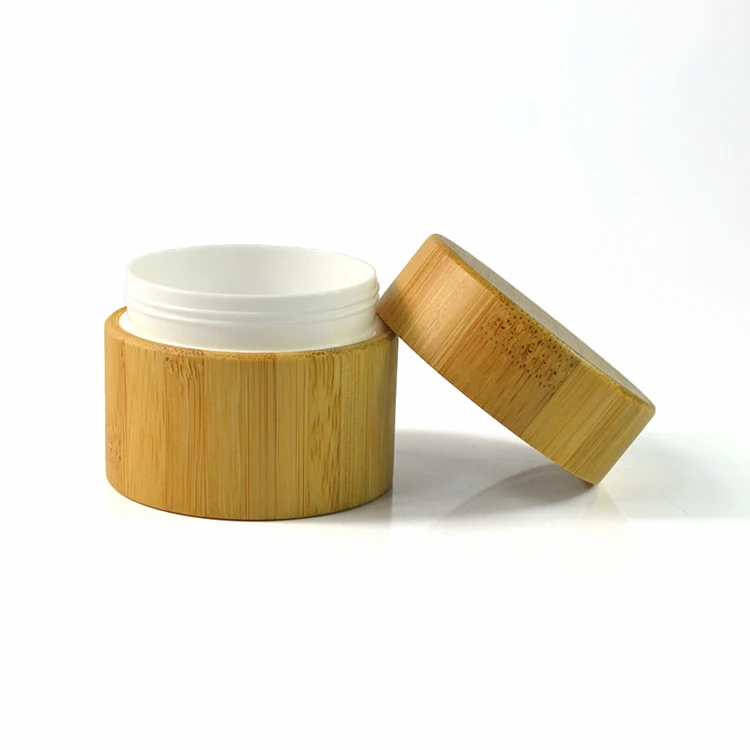 Natural Bamboo Cosmetic bright developing cream Snail White Facial Containers 5g 15g 30g 50g 100g 150g cosmetic glass cream jar