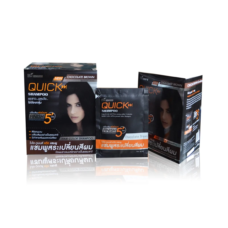 Wholesale Best Thailand Quick 5 Magic Natural Herbal Brown Hair Dye Shampoo Permanent Hair Color in Cream Sachet
