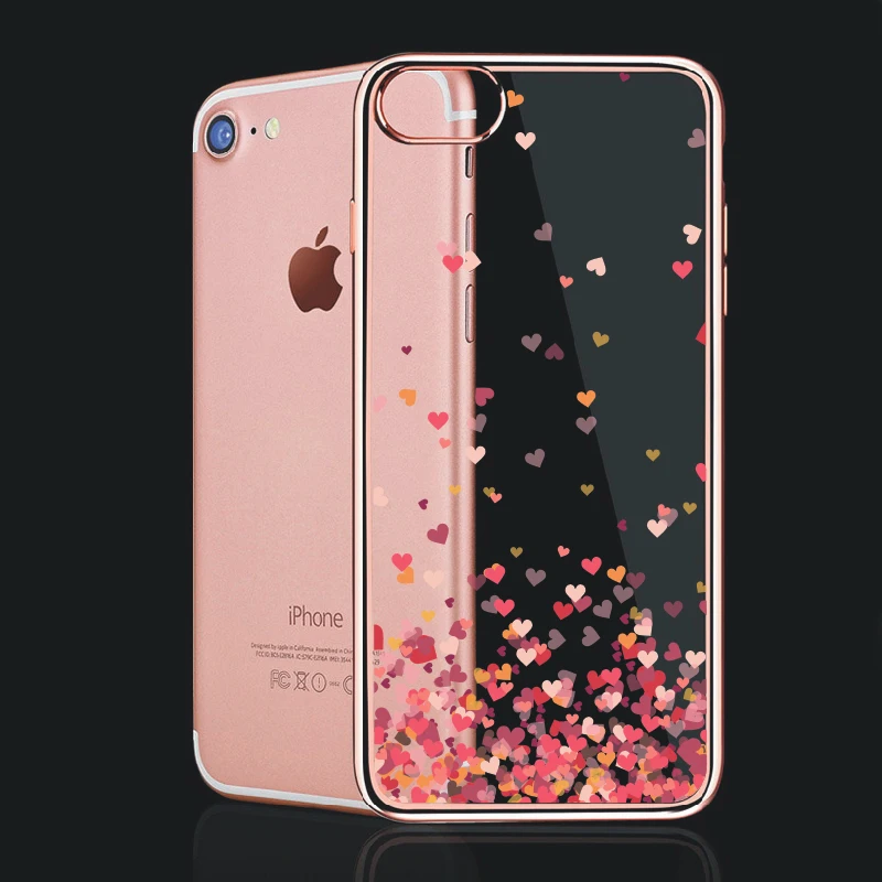 
Flamingos Pink Gold Edge TPU Electroplating Soft Phone Case for iPhone 7 Covers for iPhone 6s 7 7plus Case 
