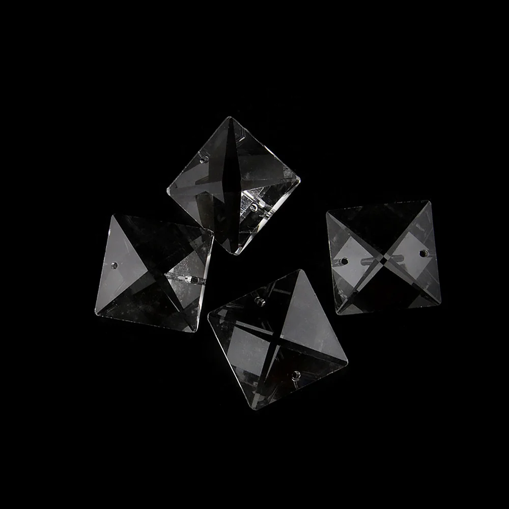 Hot ! New! Clear 22mm Square Crystal  Beads In 2 Holes For Lamp Chandelier Beads Parts Pendant Prism