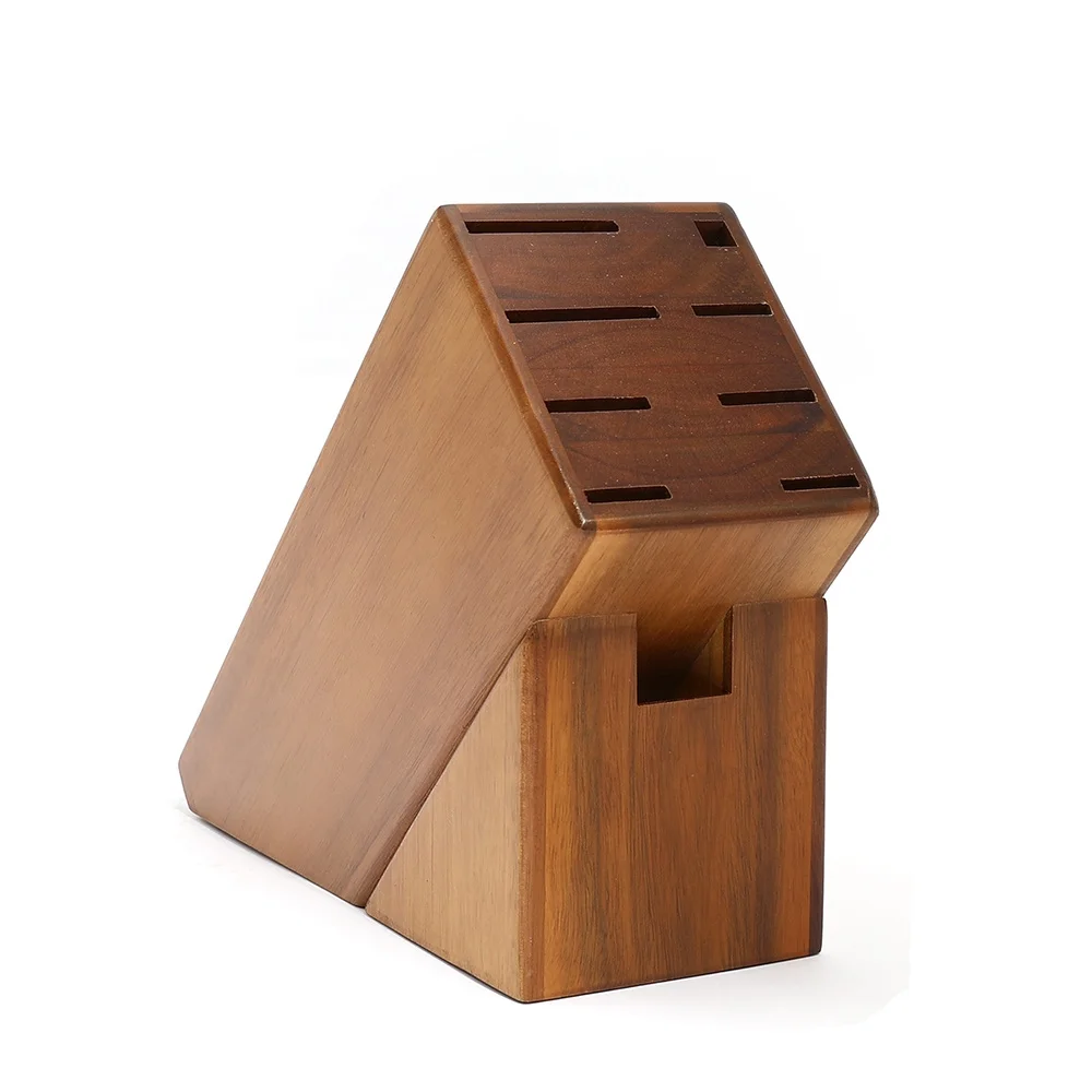 Useful and popular rubber wood knife block stander holder storage for the kitchen knives set