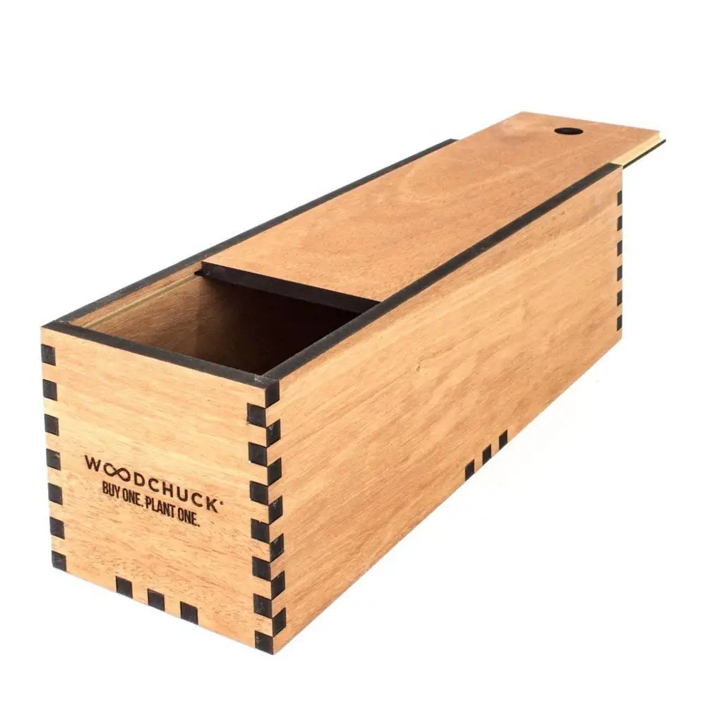 
Customize Size Plain Wooden Slide Box For Wine Bottle 