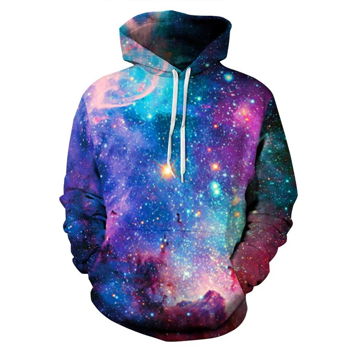 
Space Galaxy Bulk Full print Custom logo3d Sweatshirts Men Women Sublimation Hoodies With Hat Print Stars 
