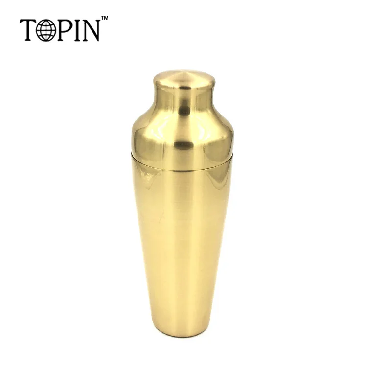 18 Ounce French style  Stainless Steel 304  gold plating Barware Cocktail Shaker set for Drinks Bar Home Use