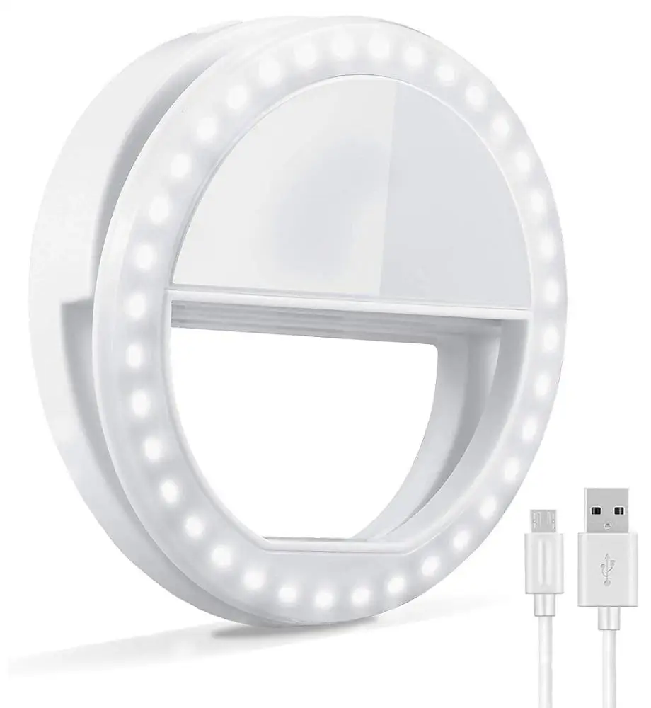 Selfie Ring Light Rechargeable Portable Clip-on Selfie Fill Light with 36 LED for Smart Phone Photography Camera Video