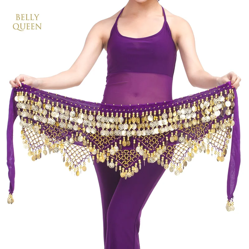 
Velvet Belly dance hip scarf belly dance belt with coins bellyqueen 