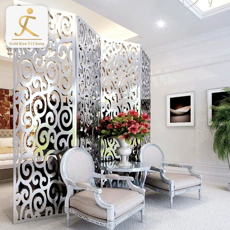 Hollow Cut Room Partition For Bedroom Steel Decorative Japanese Screen Room Divider Foldable Room Screens Dividers