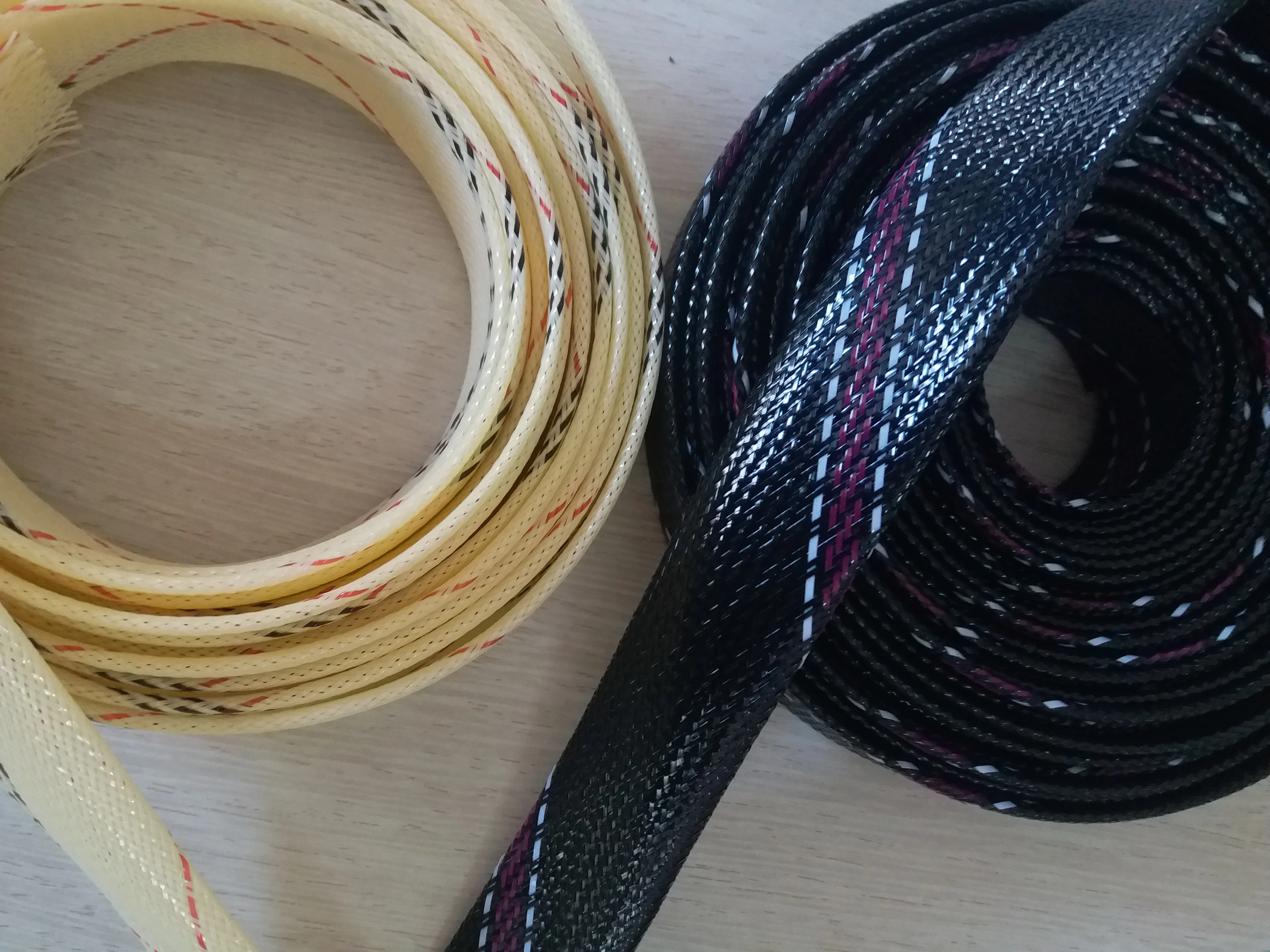 Flat yarn braided sleeving Flat filament braided sleeving