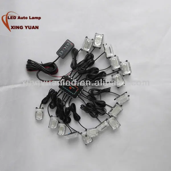 led car grille flashing warning light head fog strobe headlights with 16 groups 48 high brightness lens