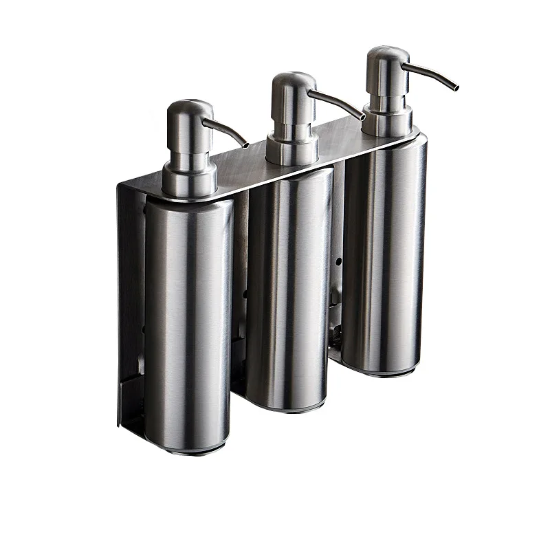 Bathroom Kitchen Stainless Steel Wall Mounted Hand Liquid Manual Soap Dispenser