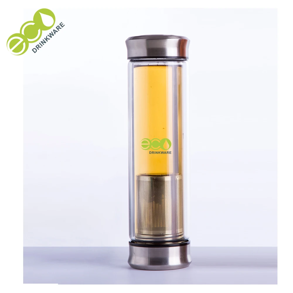 2018 hot selling eco drinkware Promotional eco-friendly bpa free double wall glasses water bottle wholesale