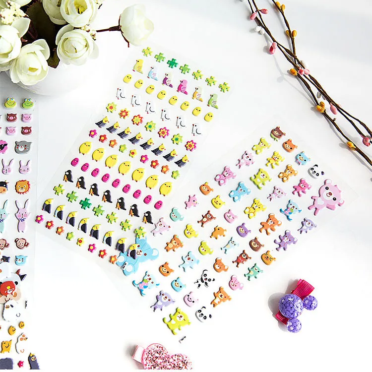 Cartoon Animal Bubble Stickers Cute 3D Cartoon Bubble Puffy Stickers Animals for Boys Dinosaurs Baby Toys School Teacher Reward