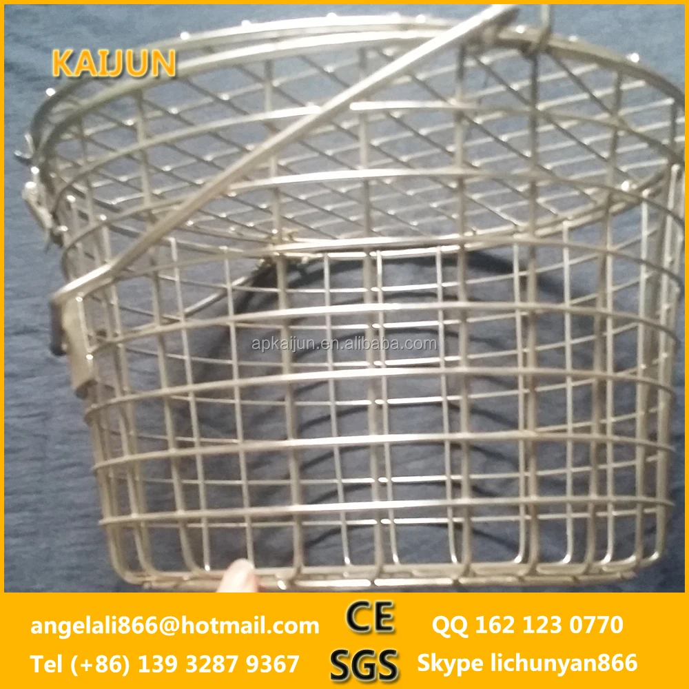 stainless steel 304 round shape storage metal wire basket with handle