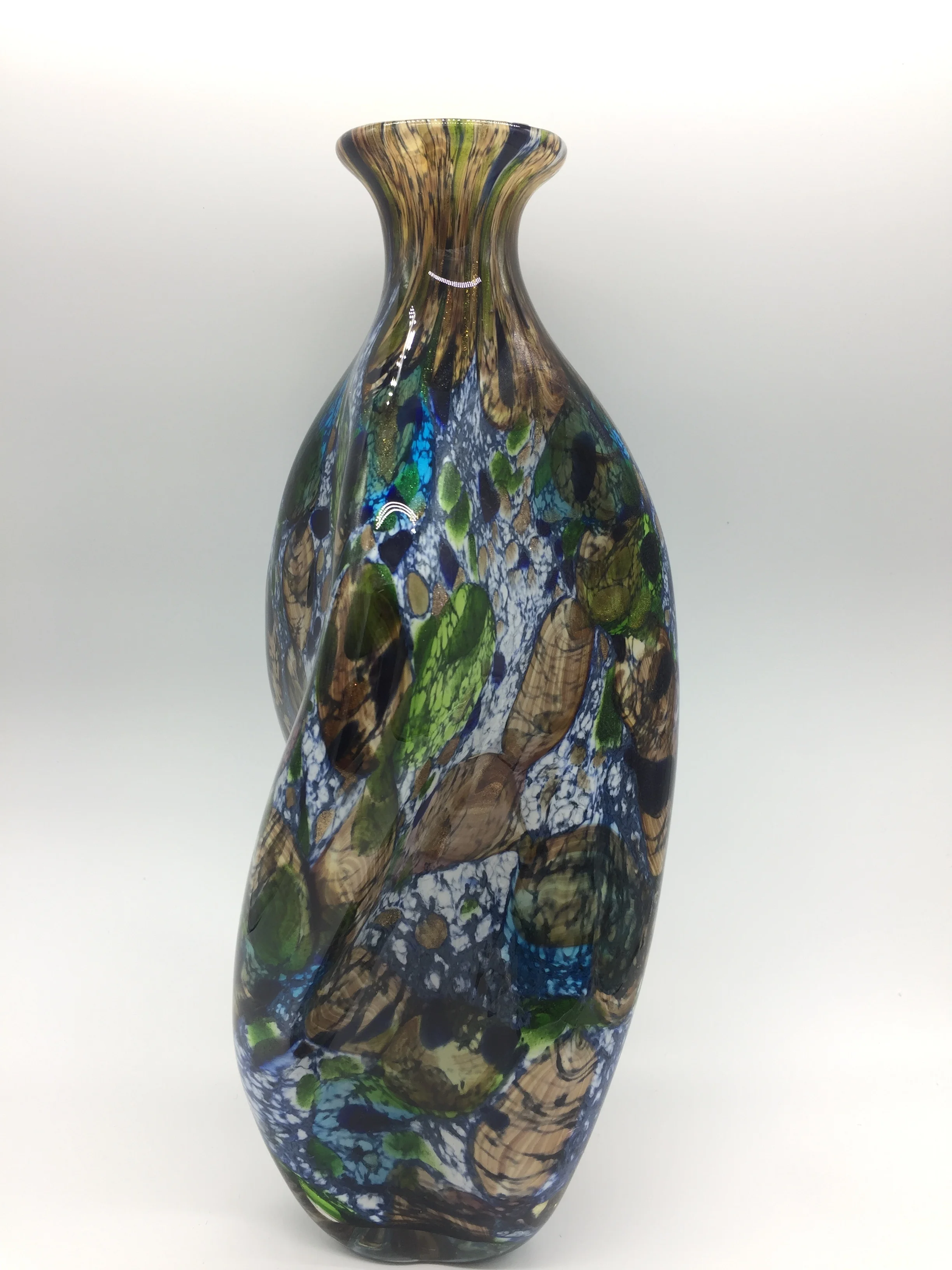 Folk Art Murano Decorative Glass Vase for Home Decor