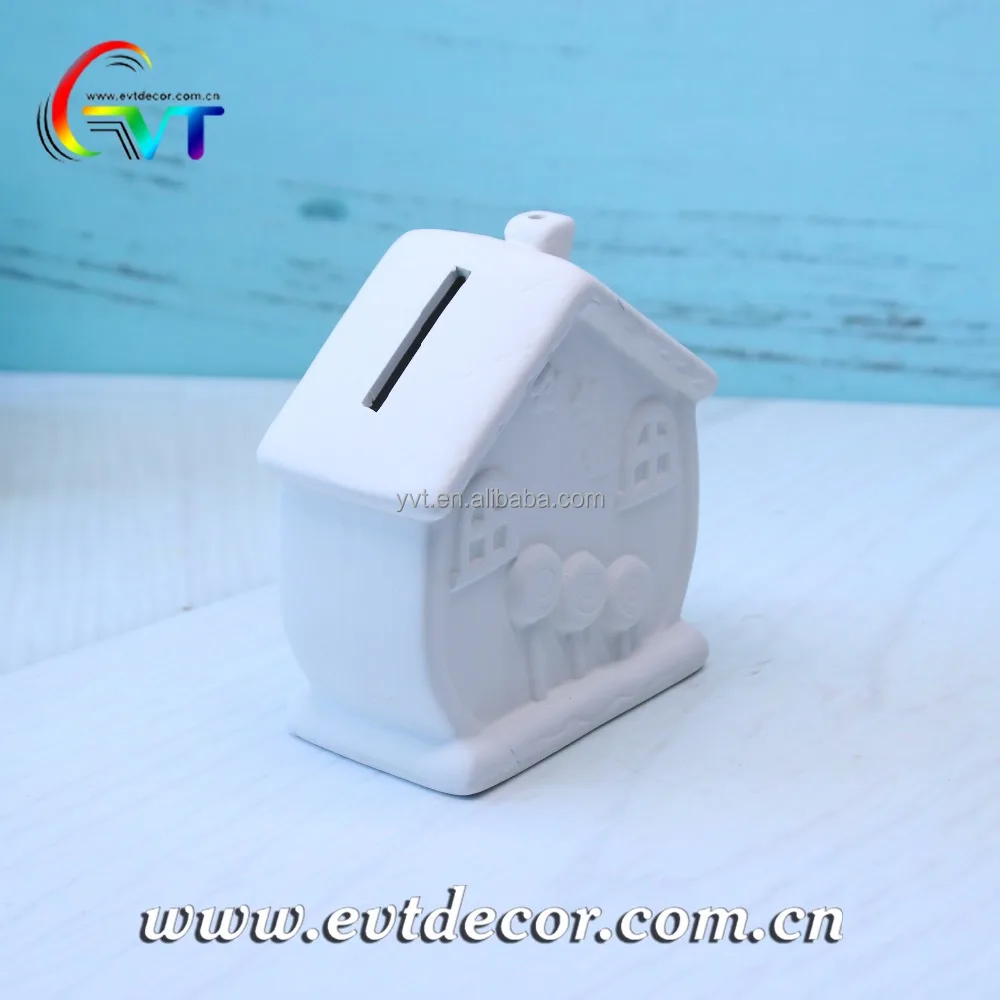 Factory supplier diy ceramic toy painting your own house coin bank