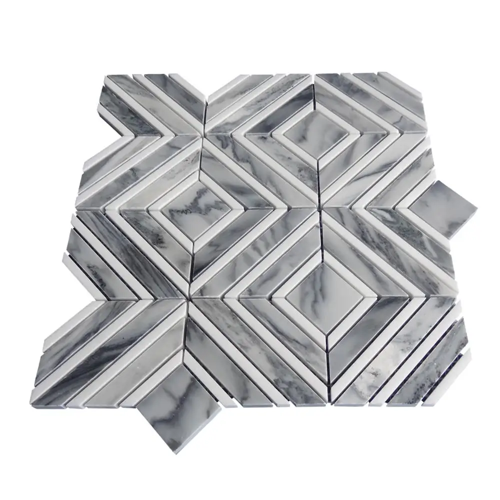 New design White and basket weave Italy Gray marble , grey and white mosaic China Supply