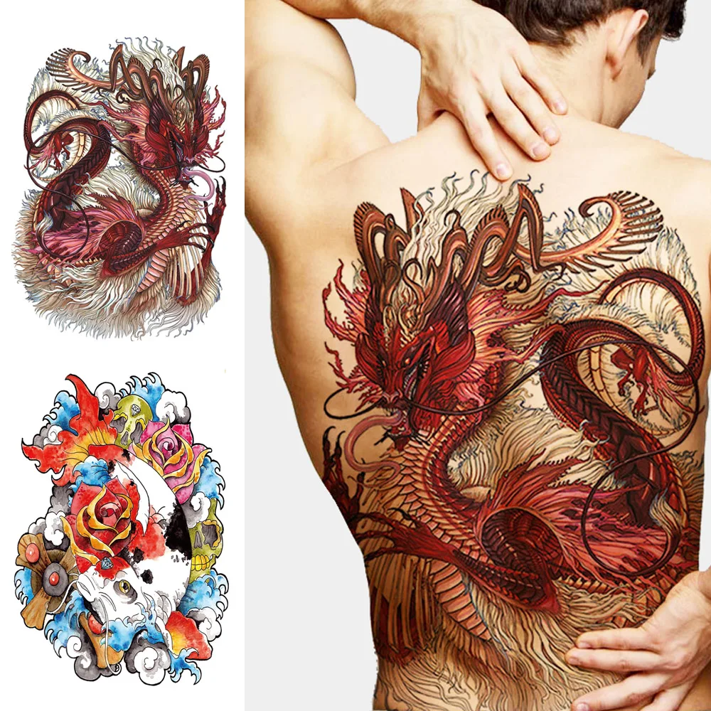 Персонализированные долговечные тату-наклейки MB на всю спину с животными