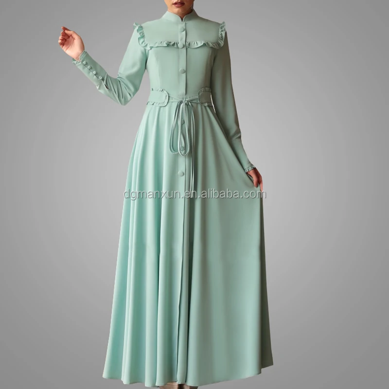 Latest Islamic Burka Design Dubai Kaftans Jalabiya New Designs Muslim Long Clothing No See Through Casual Abaya