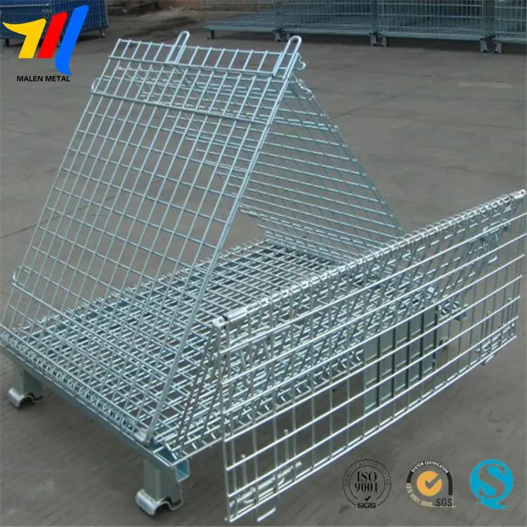 
Storage Welded Collapsible Metal Stackable Mesh Container Wire Folding Crate Cage 