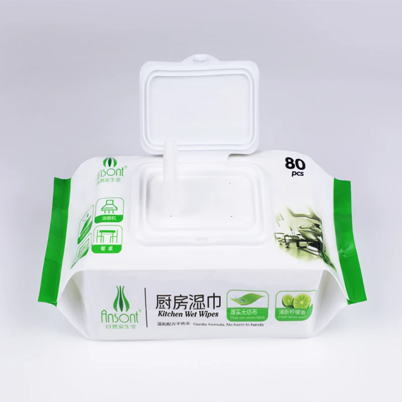 Non-woven style thick and soft fragrance customized kitchen wet wipes