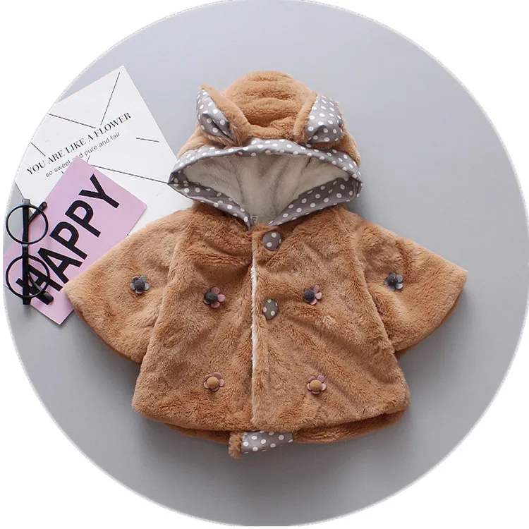
wholesale baby coat imitate fur 6 month cute ear winter baby hoodie coat 