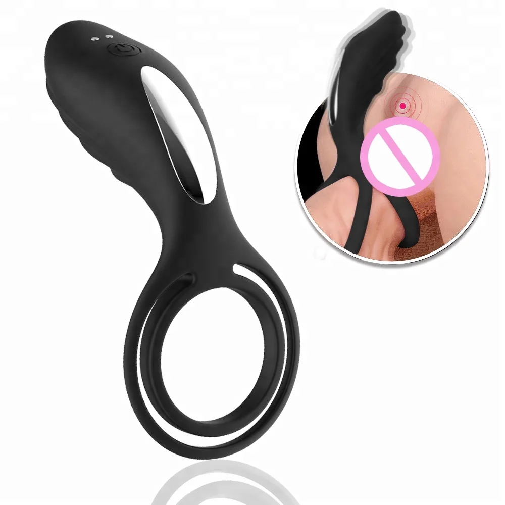 Wireless Remote Strapon Dildo Double Ring Penis Delay Ejaculation Cock Vibrator Ring Penis Enlargement