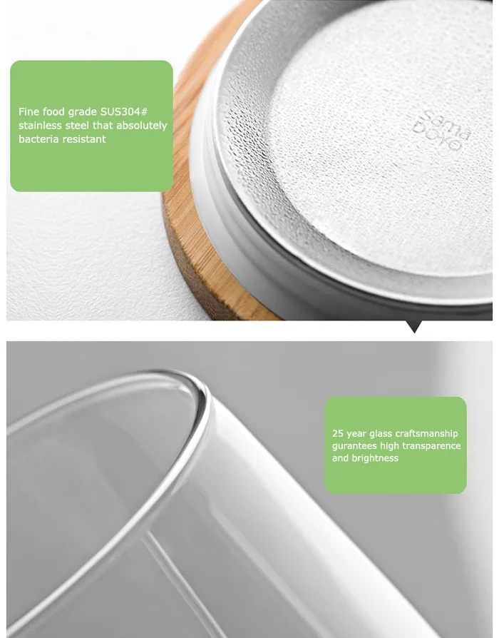 Samadoyo Clear Glass Natural Bamboo Lid Tea Cup Heat-Resisting Tea Mug Glass Infuser Tea Cups with Filter