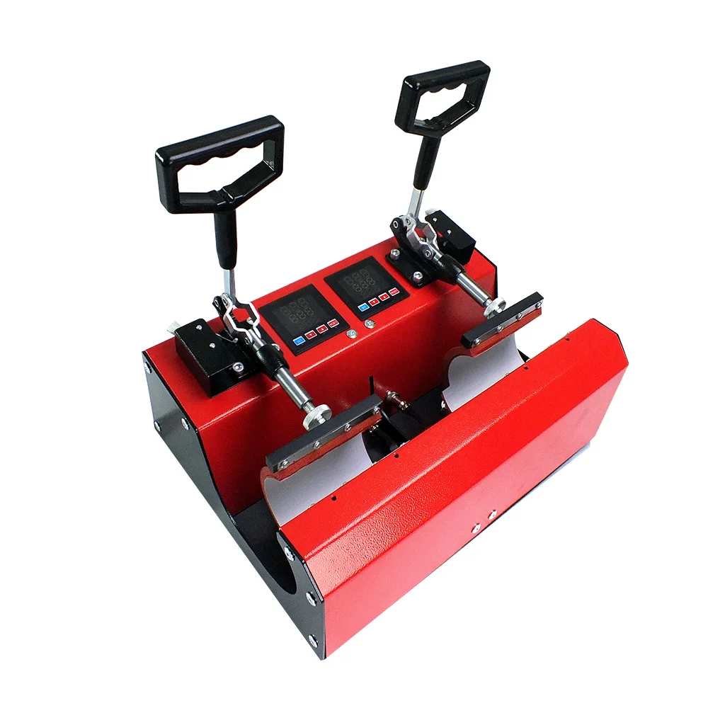 Red Color Double Station LED Screen 11oz Mug Heat Press Machine with CE Approved