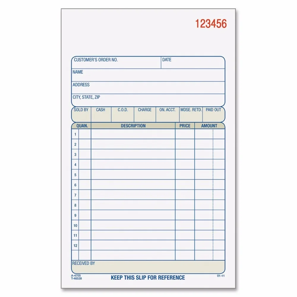Sales Order Book, 2-Part, Carbonless, White/Canary, 4-3/16 x 7-3/16 Inches, 50 Sets per Book