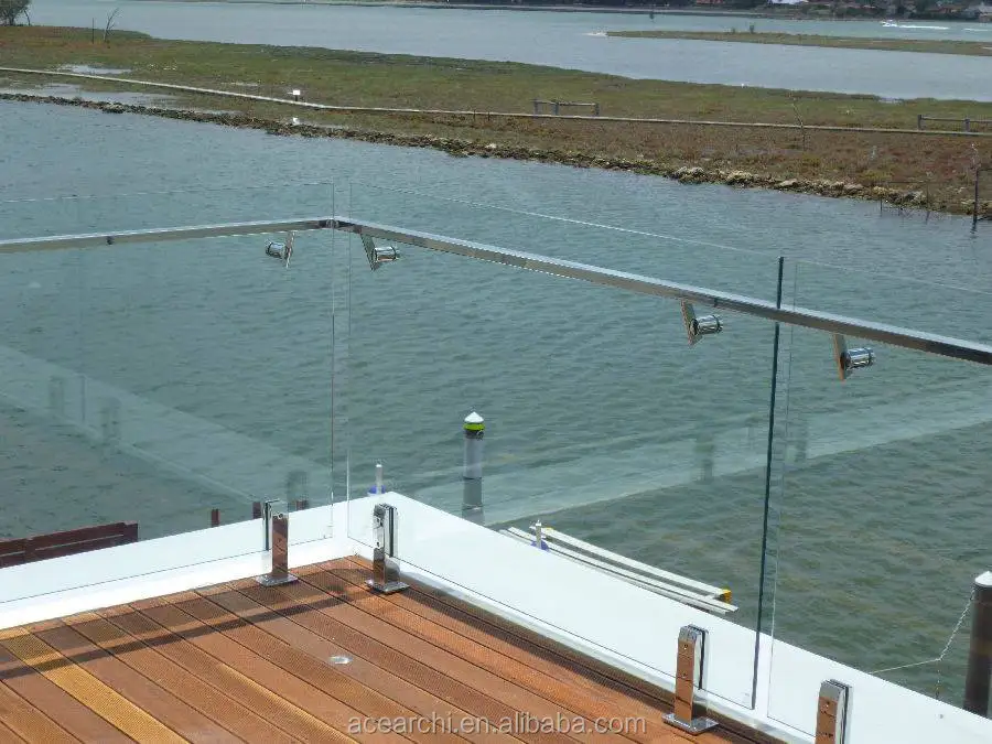 Modern Design Inox Balcony Glass Railing With Stainless Steel Pilar