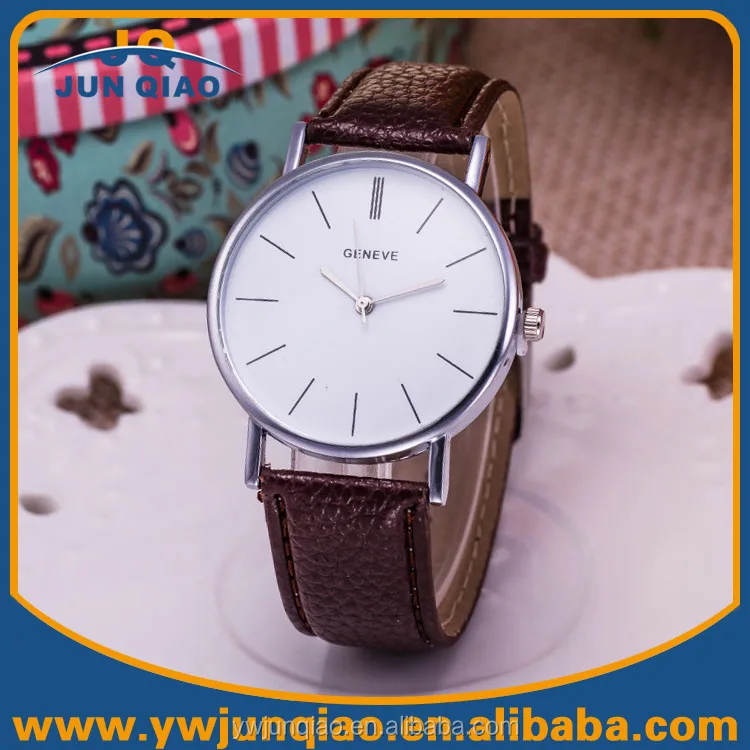 Man Casual Quartz Wrist Watches Leather Japan Movt Geneva Platinum Watches