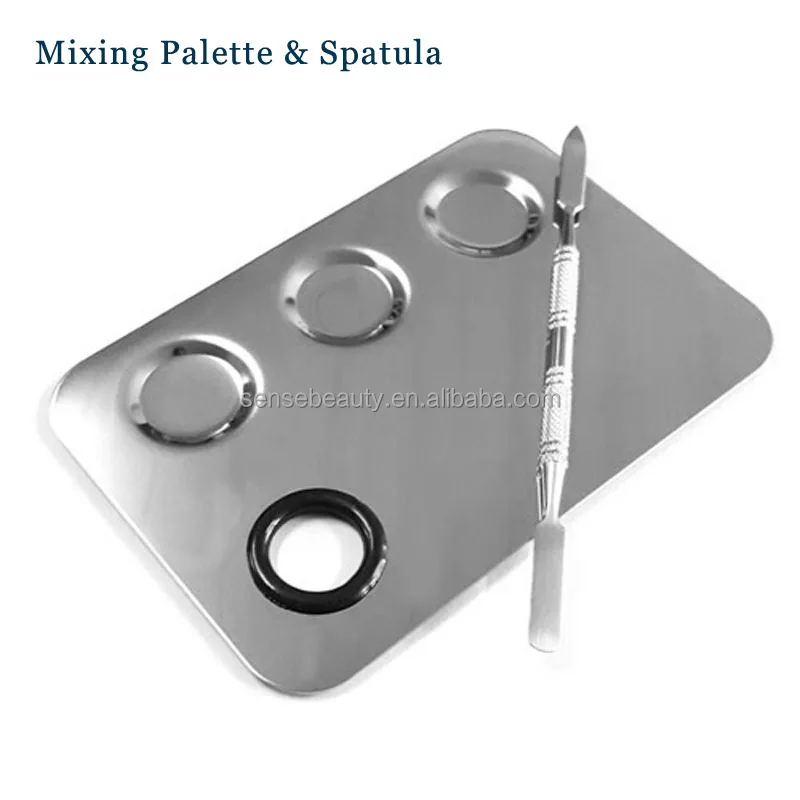 Stainless Steel Cosmetic Mixing Palette with Spatula MOQ for Logo by Laser