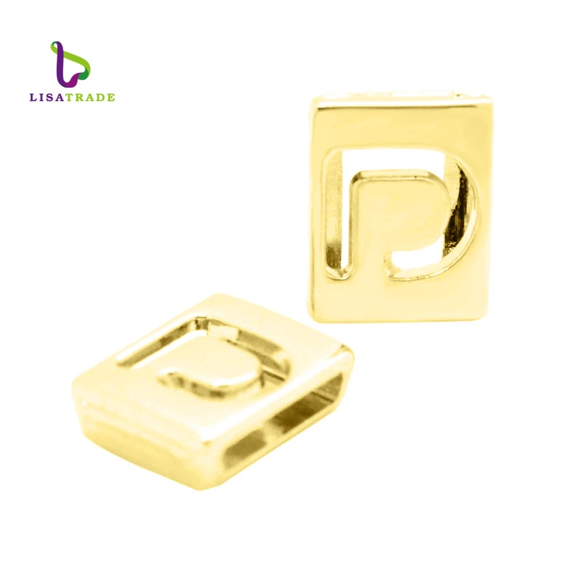 8mm Gold Color Hollow Sliding Charm Alphabet Letters A Z Slide Letter for DIY Bracelet Making Accessories