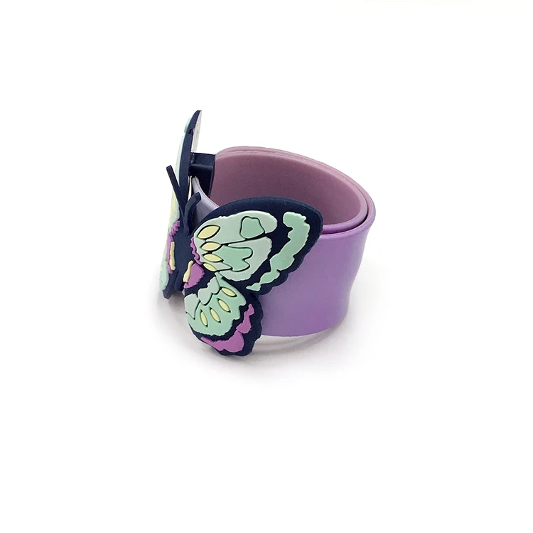 Butterfly bracelet customization silicone slap bracelet with PVC icons