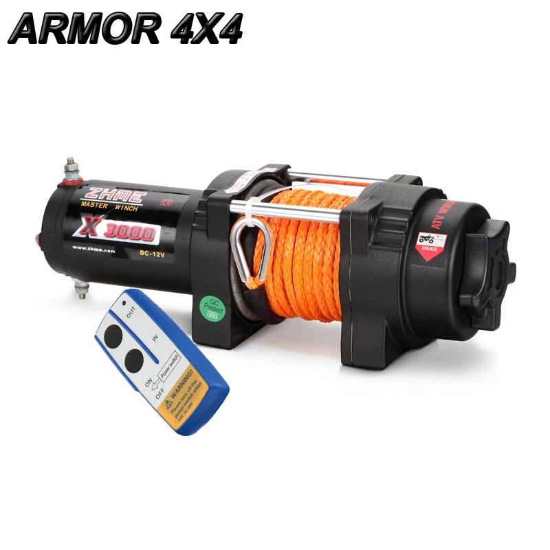 3000lbs pull 12 volt power waterproof 4x4 winch with synthetic rope
