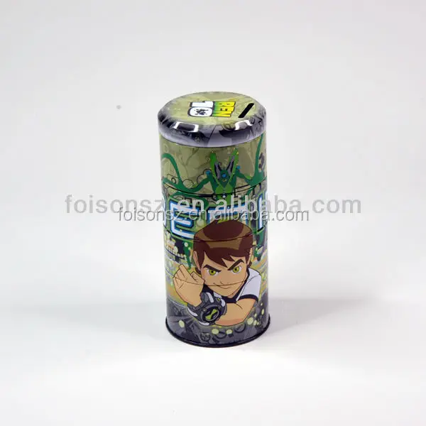 OEM round tin coin bank metal tin money box custom logo peggy bank