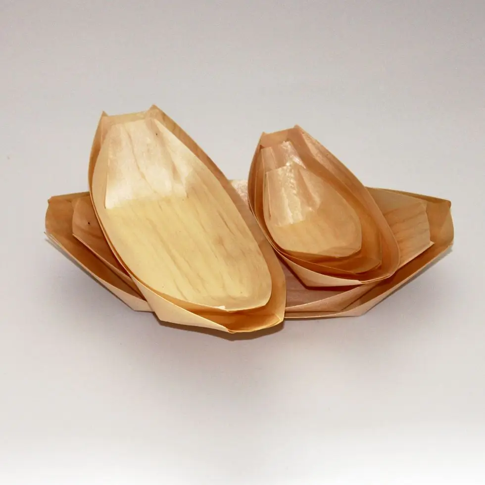 
Disposable premium wooden tableware Eco-Friendly pine wooden Sushi boats 