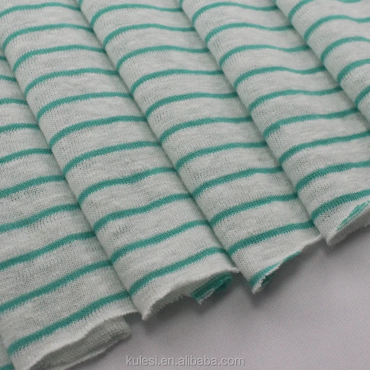 
2020 New Arrival 32S Cotton Linen Stripe Single Jersey Knitted Fabric for T-shirt 