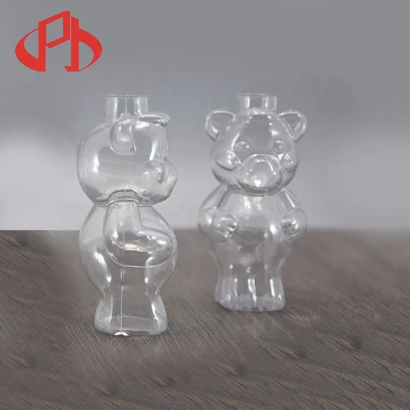 100ml bear shape transparent plastic liquid bottles for PVC