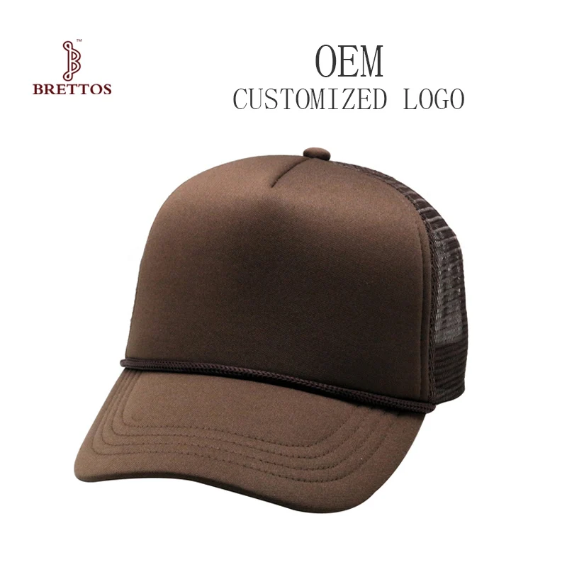 
High Quality Rope Sponge Fashion Rope Custom Brown Trucker Hat Blank 