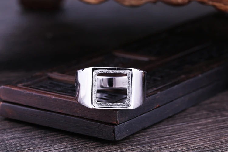 925 Sterling Silver Adjustable Ring Blank For Inlay Jewelry Making Women Square Smooth Empty Rings Base Tray DIY Accessories