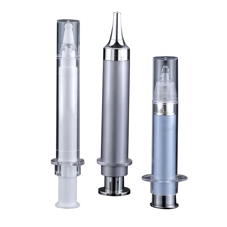 10ml 15ml Serum Syringe Packing Cosmetic Airless Pressure Pump brown Acrylic Injection Bottle For Eye Cream