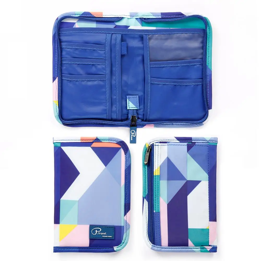 P.travel passport holder polyester passport wallet geometric pattern document bag new style passport bag
