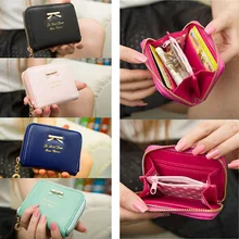 2015 Fashion Lady Coin Purse Colorful PU Leather Zip Around Women Wallets Card Holder Mini Pouch Bag Free Shipping T#3T