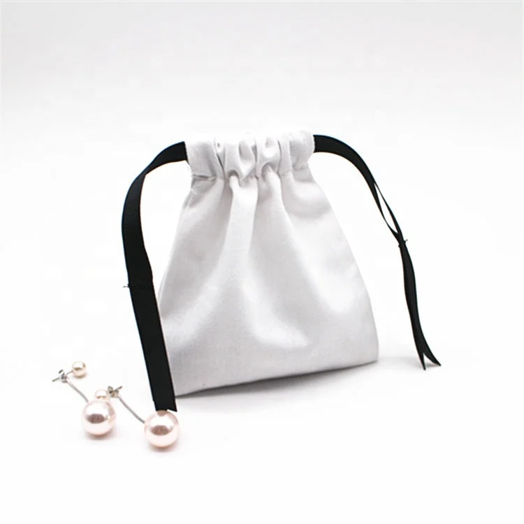 
Black Ribbon Drawstring Cotton Pouch Lavender Sachet Packaging Canvas Jewelry Bag 