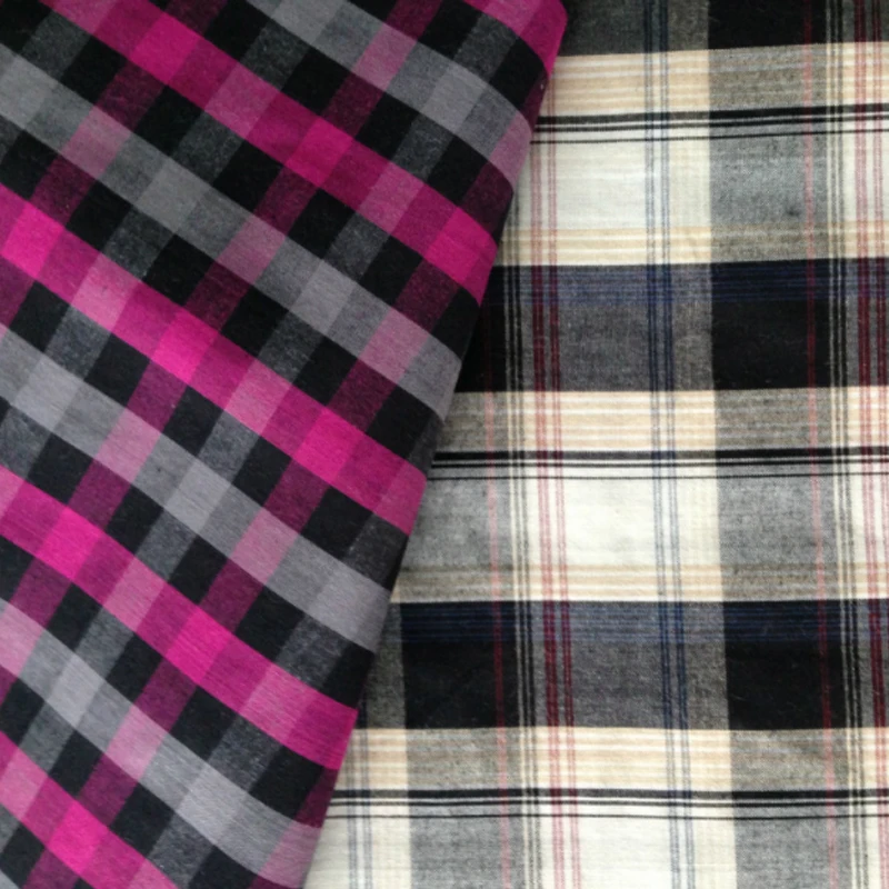 Factory stock lot low price plaid flannel fabric  100 cotton men shirt fabric