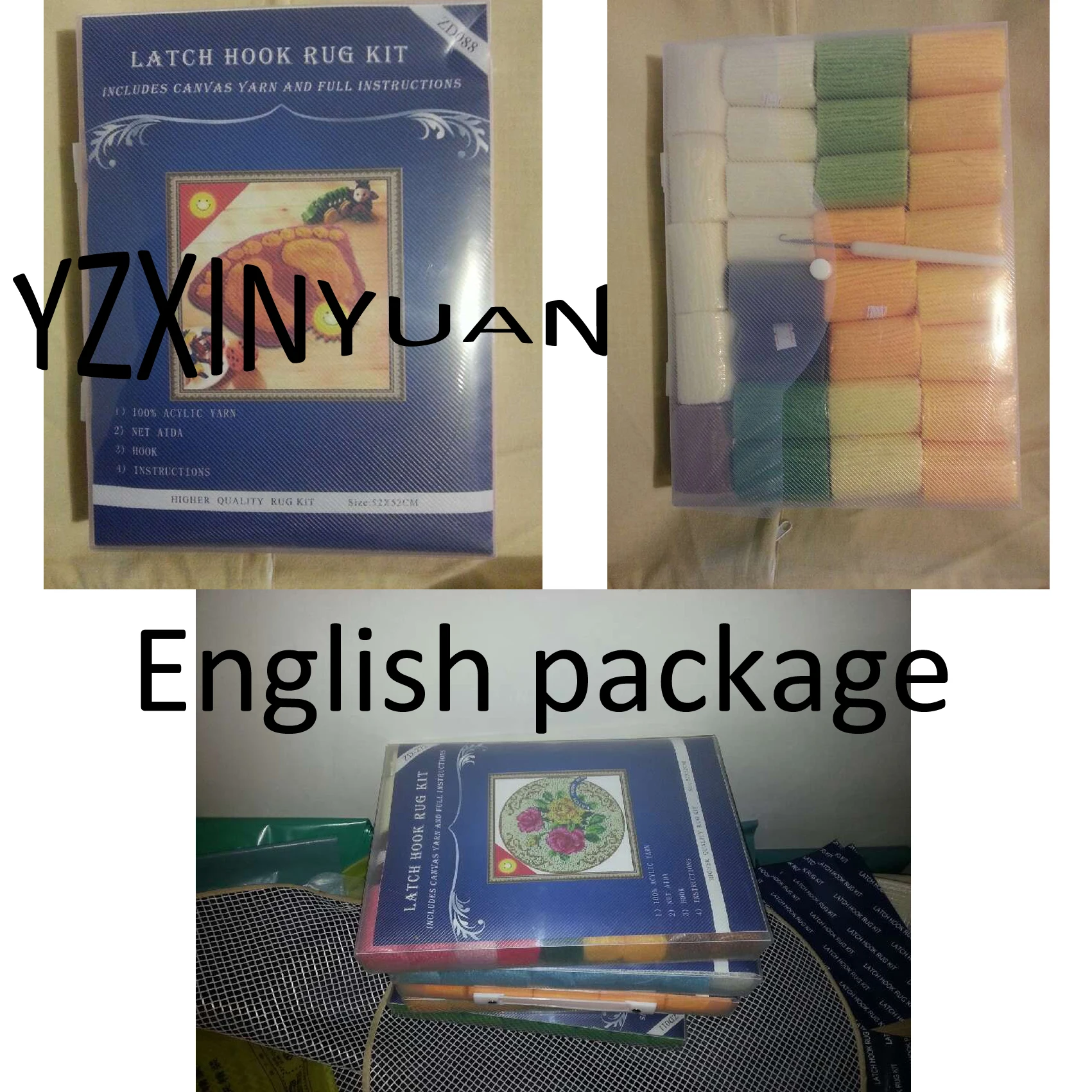 
Animal / Flower Latch Hook Rug Kits Pillow Case Making Package Latch Hook for Kids Beginners Handicraft Lovers 