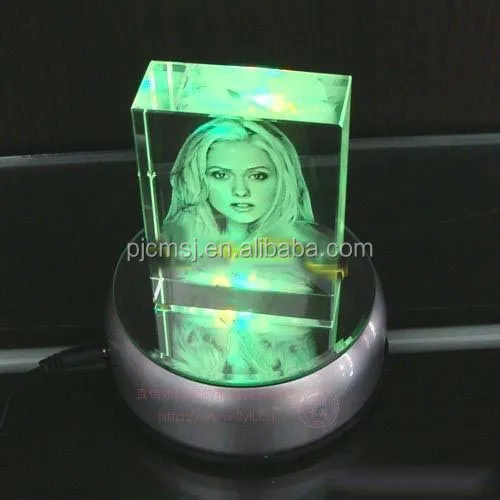 3D лазерная гравировка хрустальный куб со светодиодной подсветкой для сувениров
