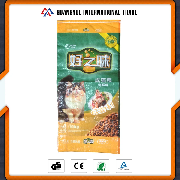 Guangyue Низкая Цена ПП Тканые Ламинированные 10 КГ Взрослых Кошачью Еду В Упаковке Bag