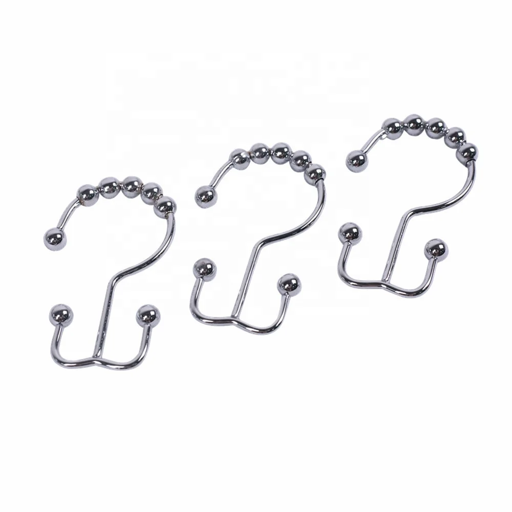 
Double Slide Head Bathroom Shower Rod Type Stainless Steel Curtain Hook 
